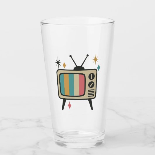 Retro TV Drink Glass | Modernes Atomi des Mittelal Glas (Vorderseite)