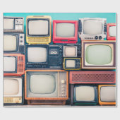 Retro-TV-Empfänger Set aus zirka 60er, 70er und 80 Geschenkpapier (Flach)