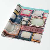 Retro-TV-Empfänger Set aus zirka 60er, 70er und 80 Geschenkpapier (Ungerollt)