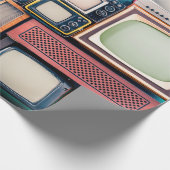Retro-TV-Empfänger Set aus zirka 60er, 70er und 80 Geschenkpapier (Ecke)