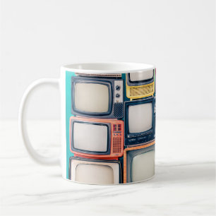 Retro-TV-Empfänger Set aus zirka 60er, 70er und 80 Kaffeetasse