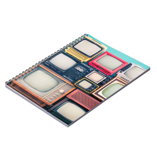 Retro-TV-Empfänger Set aus zirka 60er, 70er und 80 Notizblock (Linke Seite)