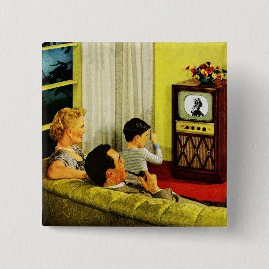 Retro-TV-Familientaste Button (Vorderseite)