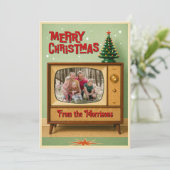 Retro-TV-Foto-Weihnachtskarten Feiertagskarte (Stehend Vorderseite)