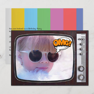 Retro-TV-Geburtstagsfeier Einladung