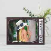 Retro TV Geburtstagsparty Einladung (Stehend Vorderseite)