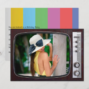 Retro TV Geburtstagsparty Einladung
