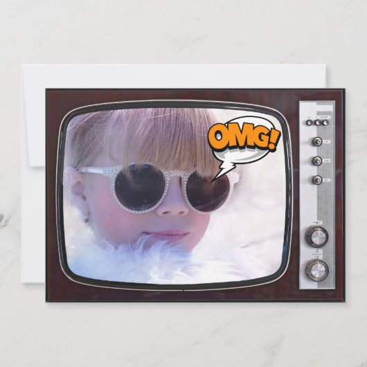 Retro TV Geburtstagsparty Einladung (Vorderseite)