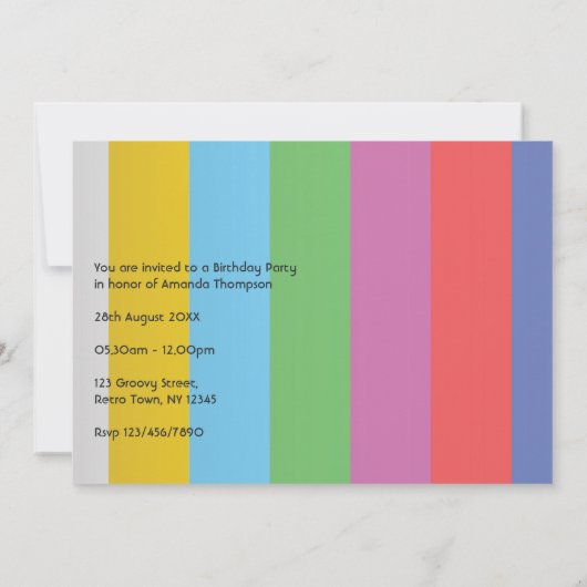 Retro TV Geburtstagsparty Einladung (Rückseite)