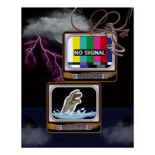 Retro-TV Kein Signal Ozean Sturm Surrealistische K Poster