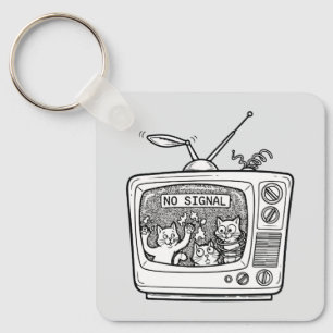 Retro-TV Keine Signal-Katzen Schlüsselanhänger