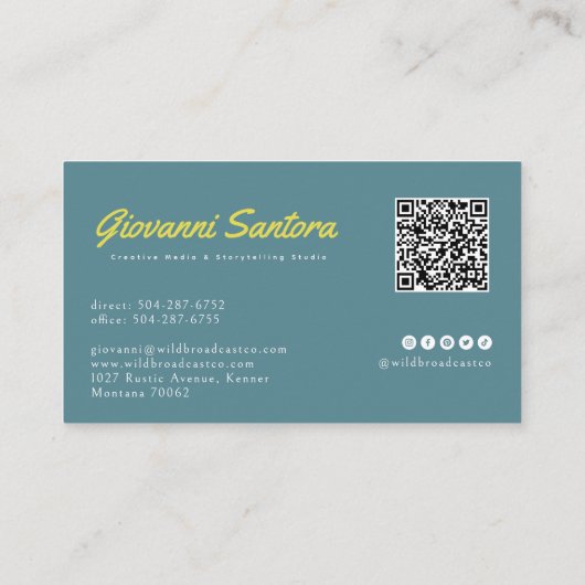 Retro TV Meadow | Kreative QR-Visitenkarte Visitenkarte (Rückseite)