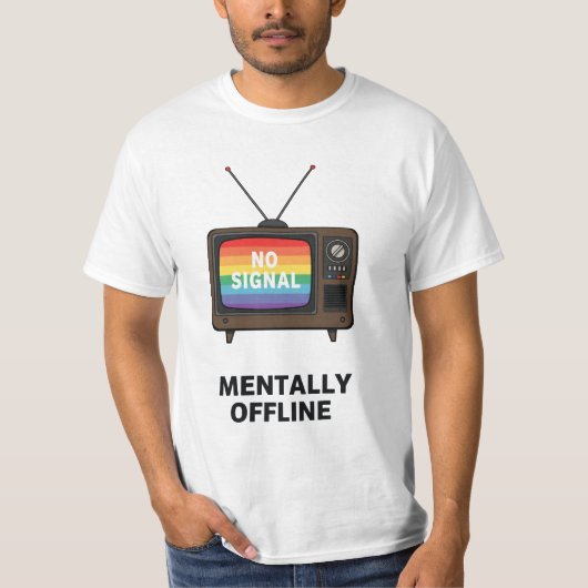 Retro-TV "Mentally Offline" Glitch Graphic T - Shi T-Shirt (Vorderseite)