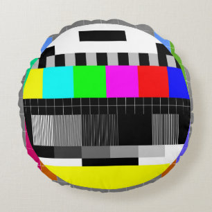 Retro TV ohne Signalanzeige. Rundes Kissen