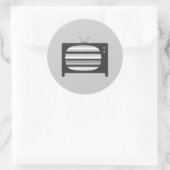 Retro-TV Runder Aufkleber (Tasche)