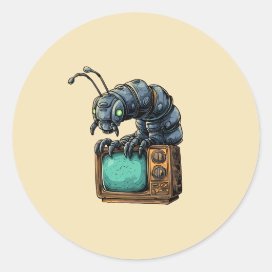 Retro-TV-Sci-Fi-Käfer-Aufkleber Runder Aufkleber (Vorderseite)