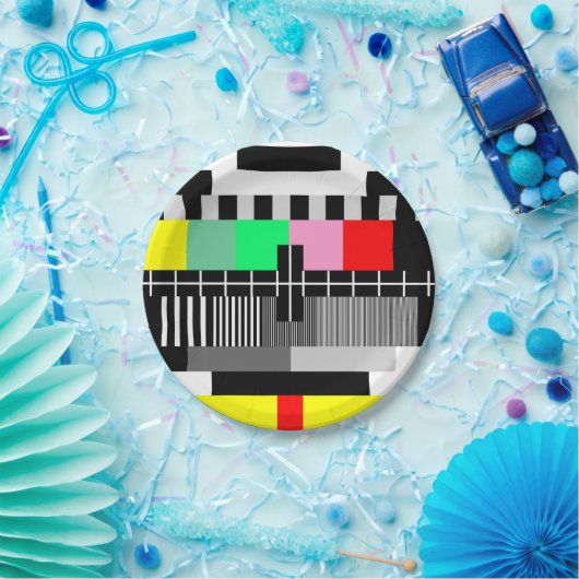 Retro-Tv-Testbildschirm Pappteller (Party)