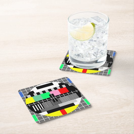 Retro-Tv-Testbildschirm Rechteckiger Pappuntersetzer (Vor Ort)