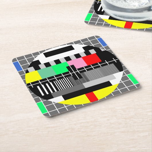 Retro-Tv-Testbildschirm Rechteckiger Pappuntersetzer (angewinkelt)