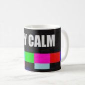 Retro-TV-Testmuster mit bleibe ruhiger Messa Kaffeetasse (VorderseiteRechts)
