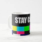 Retro-TV-Testmuster mit bleibe ruhiger Messa Kaffeetasse (Vorderseite Links)
