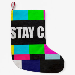 Retro-TV-Testmuster mit bleibe ruhiger Messa Kleiner Weihnachtsstrumpf