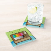 Retro-TV-Time-Untersetzer Glasuntersetzer (Schrägansicht)