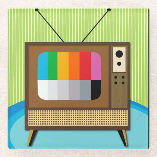 Retro-TV-Time-Untersetzer Glasuntersetzer (Vorderseite)