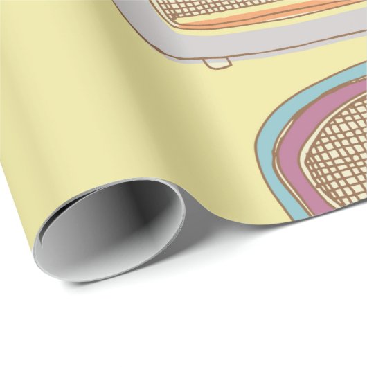 Retro-TV und Radio. nahtloses Muster Geschenkpapier (Rolleneckpunkt)