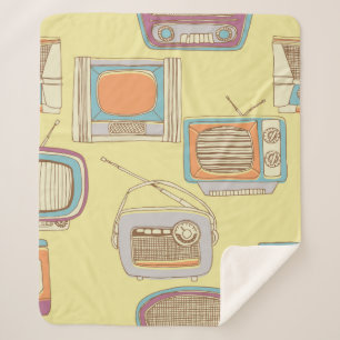 Retro-TV und Radio. nahtloses Muster Sherpadecke