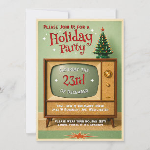 Retro-TV-Weihnachtsfeier-Einladung Einladung