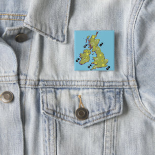 Retro-TV-Wetterkarte der Britischen Inseln. Button
