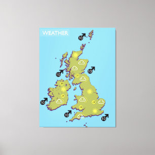 Retro-TV-Wetterkarte der Britischen Inseln. Leinwanddruck