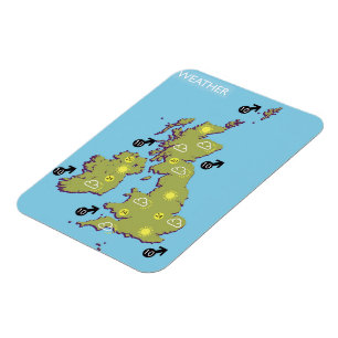 Retro-TV-Wetterkarte der Britischen Inseln. Magnet