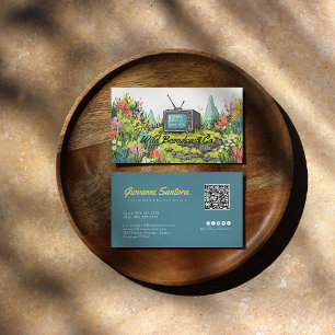 Retro TV Wiese   Kreative QR Visitenkarte