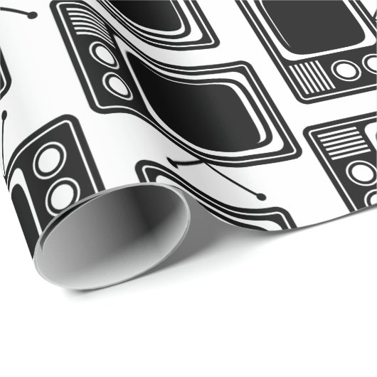 Retro TVs Muster CUSTOM FARBE Geschenkpapier (Rolleneckpunkt)