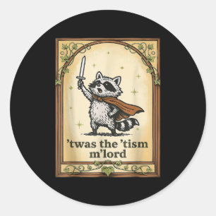 Retro Twas The Tism Mlord Funny Wizard Raccoon Aut Runder Aufkleber