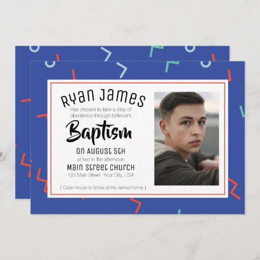 Retro Tween/Teen Baptisse Einladung (Vorne/Hinten)