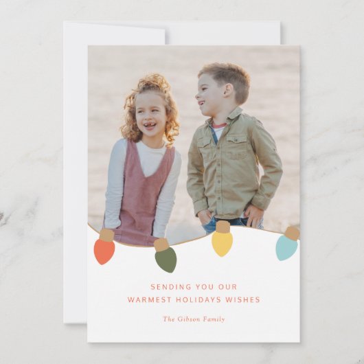 Retro Twinkle Lights Feiertagskarte (Vorderseite)