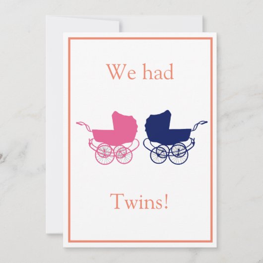 Retro Twins Baby Ankündigung (Vorderseite)