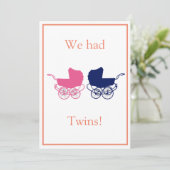 Retro Twins Baby Ankündigung (Stehend Vorderseite)