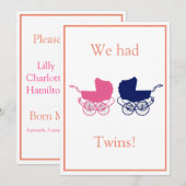 Retro Twins Baby Ankündigung (Vorne/Hinten)