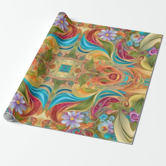 Retro-Twisted Bio Hippy Geschenkpapier (Ungerollt)