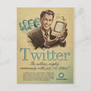Retro Twitter Social Media-Werbung durch Senden me Postkarte