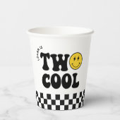 Retro Two Cool Boy 2. Geburtstag Party Pappbecher (Rückseite)