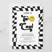 Retro Two Cool Wavy Skateboard 2nd Birthday  Einladung (Vorderseite)