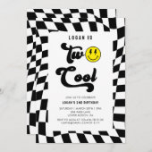 Retro Two Cool Wavy Skateboard 2nd Birthday  Einladung (Vorne/Hinten)