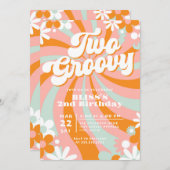 Retro Two Groovy 2. Geburtstag Einladung (Vorne/Hinten)