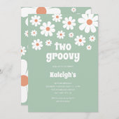 Retro Two Groovy 70er Jahre Art Einladung zum Gebu (Vorne/Hinten)