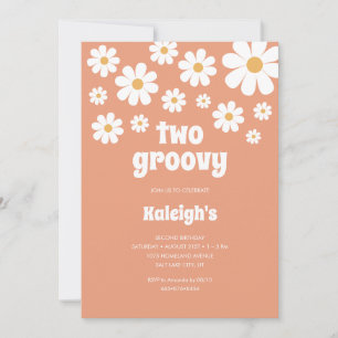 Retro Two Groovy 70er Jahre Art Einladung zum Gebu